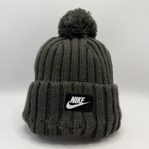 Nike Olive Green Beanie with Removable Pom Pom unisex one size